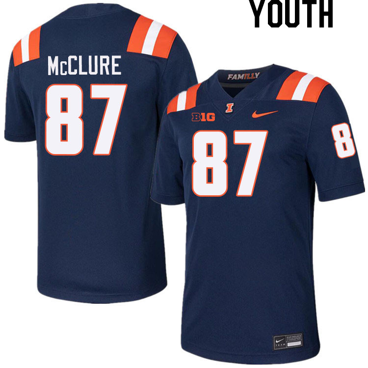 Youth #87 Tyler McClure Illinois Fighting Illini College Football Jerseys Stitched-Navy